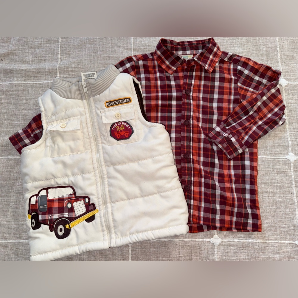 Wonderkids Red and White Matching Sets with Playful Patches
